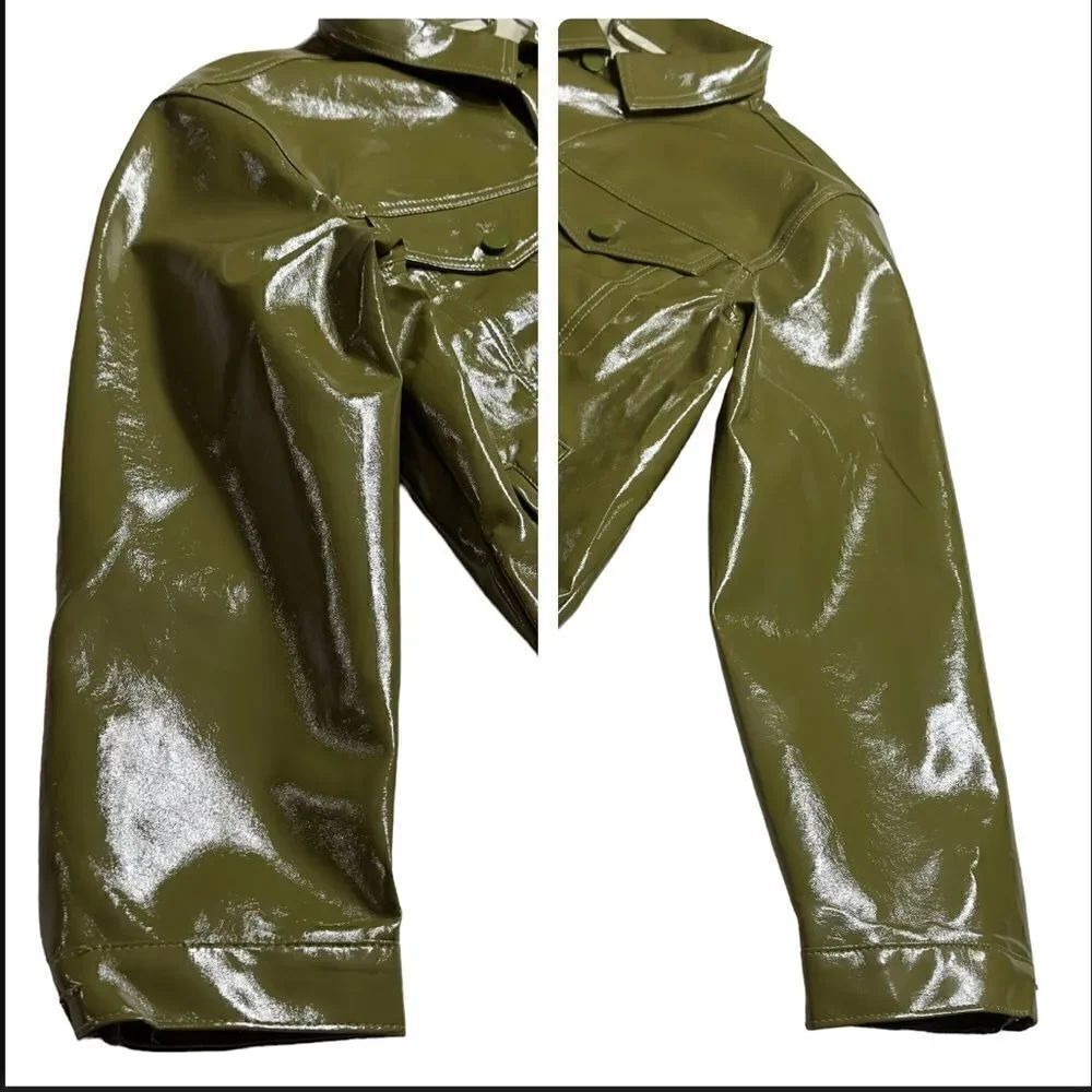 Princess Polly Starboy Green Vegan Leather Jacket MEDIUM/LARGE NWT - Picture 10 of 16